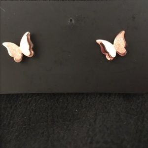 Rose gold colored butterfly earrings
